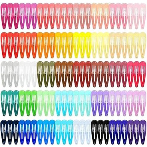120 Pack Colorful Metal Snap Hair Clips, 2 Inch Barrettes in 40 Assorted Candy Colors, Non-Slip Hair Accessories for Kids Teens Women