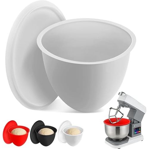 5 Quart Bowls for KitchenAid Mixer with Silicone Bowl Liners, For Food Prep in Home Kitchens, Wide-Temperature Durable Design with Storage Lids, Great for Home Cooks (red) (White)