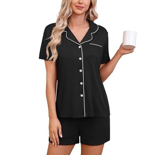 HNG Pajama Sets for Women 2 Piece PJ Sets Short Sleeve Lounge Set Fashion Sleepwear XS-3XL