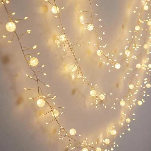 Autumnal fairy lights with crackling crystals, waterproof fairy lights 6 m long, ideal as room decoration, white lights