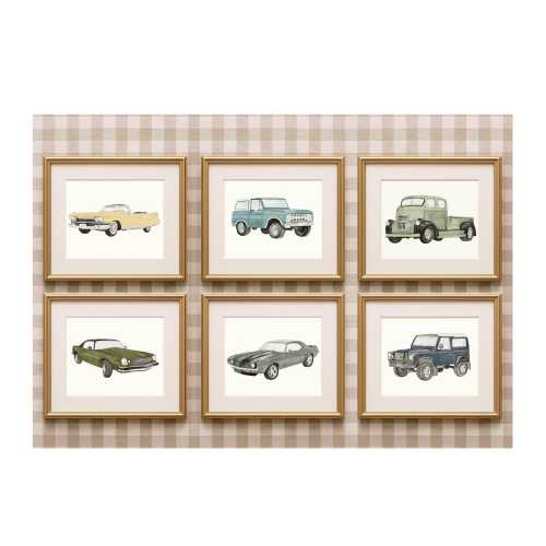 Classic Car Prints, Car wall decor, Car nursery theme, watercolor vehicles, watercolor cars, racecar painting, nursery vehicle wall art
