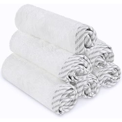 San Francisco Baby Bamboo Rayon Washcloths for Newborn - Soft, Absorbent, 6-Piece, White
