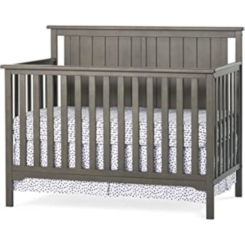 Child Craft Cottage Flat Top 4-in-1 Convertible Crib, Baby Crib Converts to Day Bed, Toddler Bed and Full Size Bed, 3 Adjustable Mattress Positions, Non-Toxic, Baby Safe Finish (Dapper Gray)
