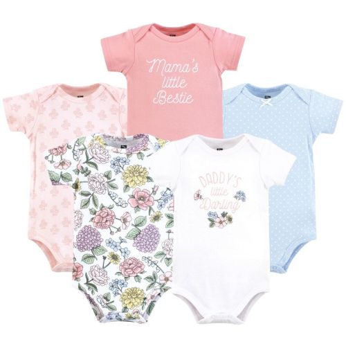Hudson Baby Infant Girl Cotton Bodysuits, Vintage Blossom