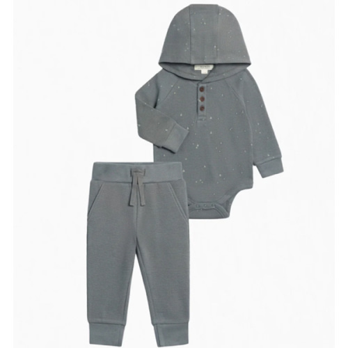 2 Piece Boys Hooded Bodysuit and Pant Set