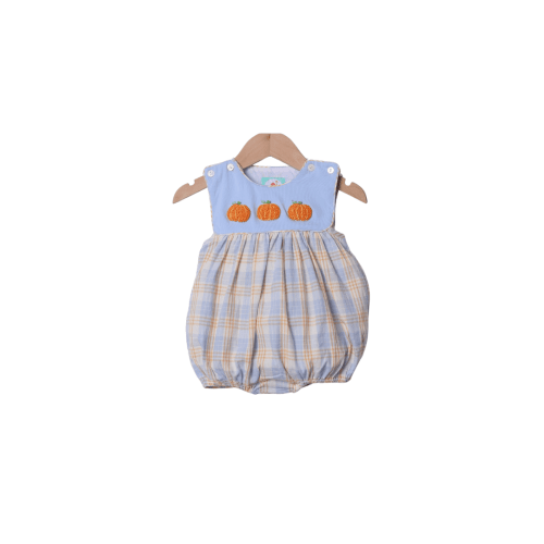 French Knot Blue Plaid Pumpkin Bubble