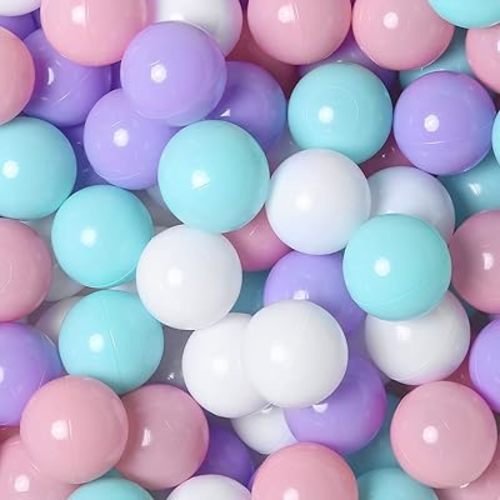 GOGOSO Ball Pit Balls for Toddlers Phthalate-Free BPA-Free Non-Toxic Crush Proof Soft Plastic Play Balls Baby Kids Shape Tent Pool Playhouse Playpen Party Decor,Green Pink Purple White,100PCS