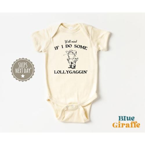 Y'all Mind If I Do Some Lollygaggin Onesie® - Funny Frog Baby Onesie® - Funny Retro Bodysuit - Natural Baby Onesie® - Etsy