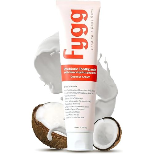 Fygg Fluoride-Free Toothpaste with Prebioitics – Coconut Cream Flavor (4oz) | Nano-Hydroxyapatite Remineralizing for Sensitive Teeth, Whitening & Enamel Repair