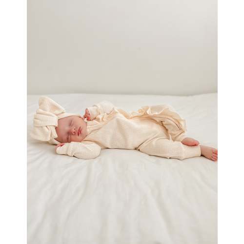Frill Zip Romper | Cream Waffle