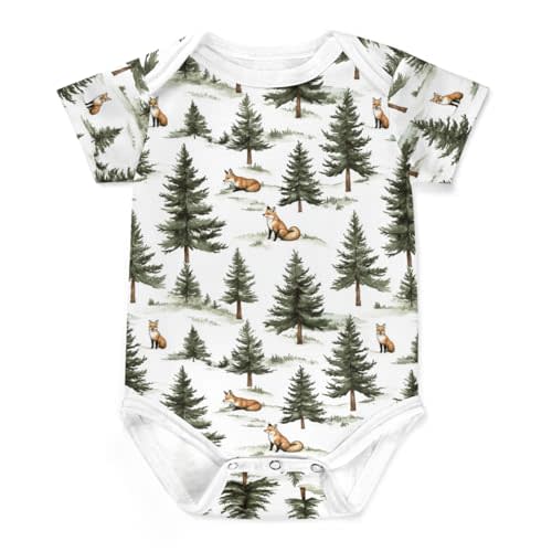 Cartoon Fox Boho Leaves Baby Bodysuits Cute Animal Baby Romper Forest Jumpsuit Outfit Clothes