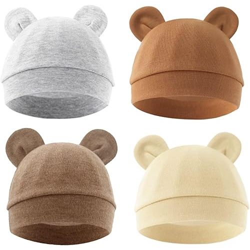 Jastore Newborn Baby Hat Bear Ears Infant Caps Baby Boy Girl Toddler Hats Infant Beanie Caps for 0-3 Months