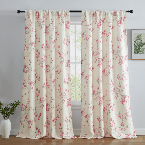 Dorcia Floral Light Dimming Rod Pocket Window Curtain Panels Set for Bedroom | Wayfair