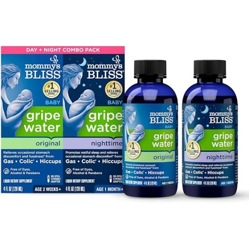 Mommy's Bliss Gripe Water Day & Night Combo, 1 Month+, 4 Fl Oz (Pack of 2)