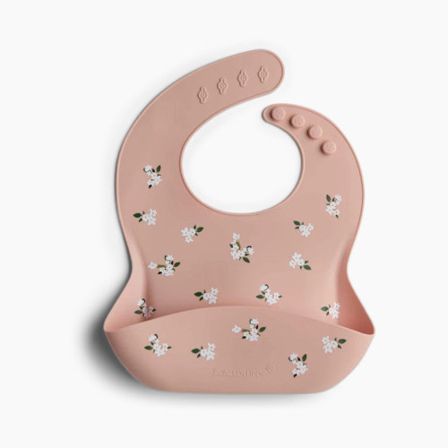 Loulou Lollipop Printed Silicone Bib - White Flowers
