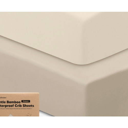 2-Pack Waterproof Baby Crib Sheets for Boys, Girls - 52x28 Viscose Derived from Bamboo Toddler Bed Sheet Neutral, Fitted Crib Mattress Protector Cover for Baby Bedding, Soft & Gentle (Ecru)