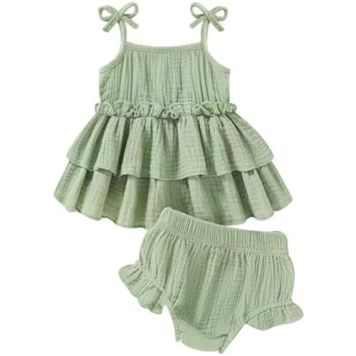 Happy Town Baby Girl Clothes Summer Infant Outfits Sleeveless Tank Tops Newborn Shorts Set Bloomers Toddler Shirt