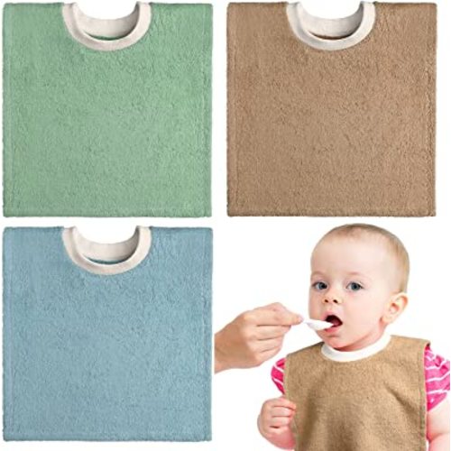 Foaincore 3 Pieces Full Coverage Toddler Bibs Pullover Baby Bibs Absorbent Cotton Terry Towel Toddler