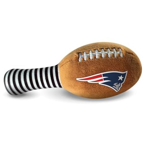 New England Patriots Plush Football Rattle by Smilo - Officially Licensed NFL Baby Rattle Toy - Soft Baby Rattle with Bell - for Babies and Toddlers from 3 Months