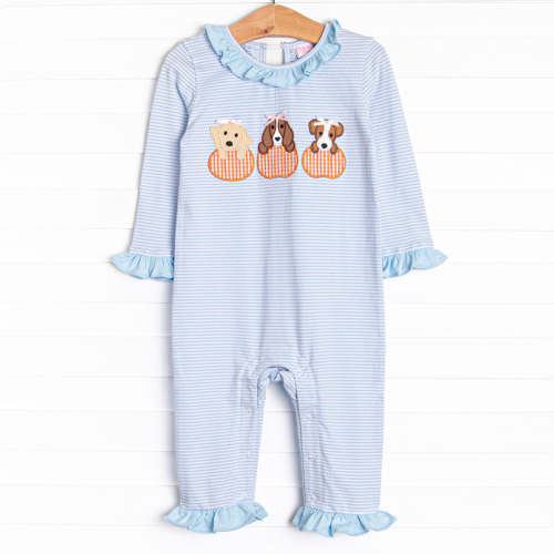 Halloween Hounds Applique Ruffle Romper, Blue – Stitchy Fish