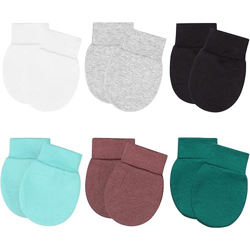Newborn Baby Mittens Anti-Scratch Mittens For Baby Boys Girls Cotton Breathable No Scratching Gloves 6 Pairs (6Pairs-C)