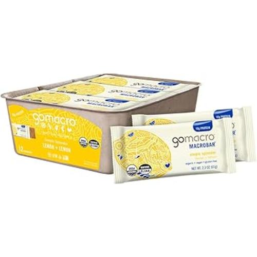 GoMacro MacroBar Organic Vegan Protein Bars - Lemon + Lemon (2.3 Ounce Bars, 12 Count)