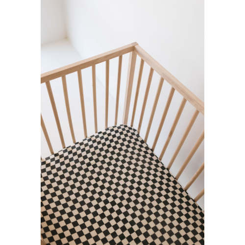 Muslin Crib Sheet | Black & Ivory Checkerboard