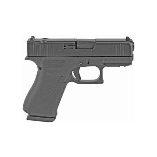 Glock G43X MOS 9mm Luger 3.41" 10+1 Black nDLC Front Serrations Slide Black Polymer Grip with Rough Texture