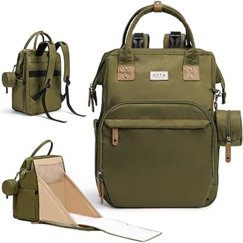 Diaper Bag Backpack, Multifunction Diaper Bag with Changing Pad, Baby Diaper Bags for Boys Girls, Stylish Large Capacity Travel Backpack for Moms Dads, Baby Shower Gifts,Unisex – Olive Green