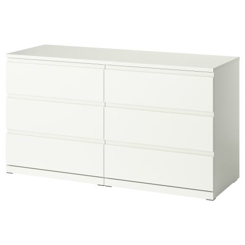 STORKLINTA 6-drawer dresser - white/anchor/unlock-function 140x48x75 cm (55 1/8x18 7/8x29 1/2 ")