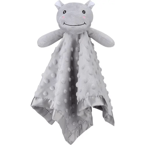 Pro Goleem Hippo Loveys for Babies, Soft Security Blanket Baby Snuggle Toy Newborn Stuffed Animals Baby Gifts for Boys and Girls, 16 Inch