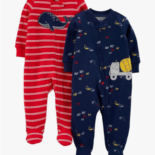 Simple Joys by Carter's baby-boys 2-way Zip Thermal Footed Sleep and Play, Pack of 2
