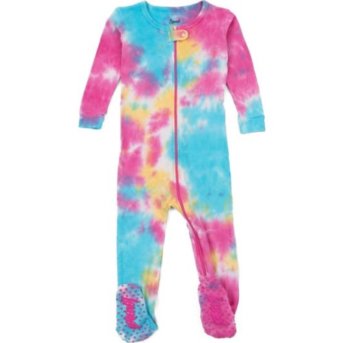 Footed Tie Dye Cotton Matching Family Pajamas, 3-6M