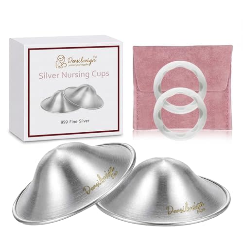 999 Original Silver Nursing Cups, Silver Nipple Cover with Silicone Protect Rings for Breastfeeding Essential, Silver Nipple Shield for Nursing Newborn, Metal Nipple Shields, X-Large