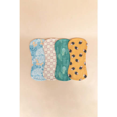 Burp Cloth 4 Pack - Fish Tile Multi
