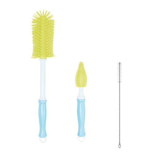 Silicone Bottle Cleaning Brush, 12" Long Handle Water Bottles Cleaner for Baby Bottles, Sports Bottle, Vase, Glassware, and Smaller Diameter Bottle Openings (Yellow)