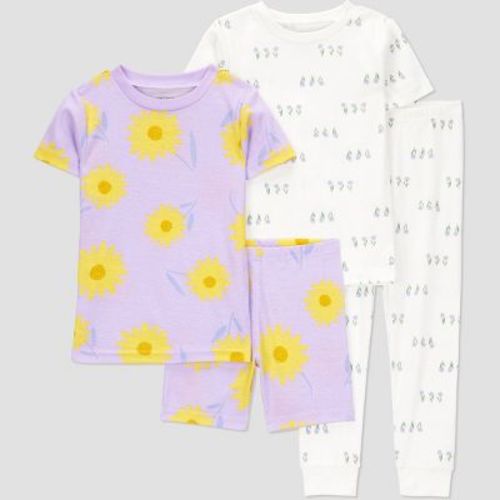 Carter's Just One You®️ Toddler Girls' 4pc Cotton Seashells Snug Fit Pajama Set - Blue 12m