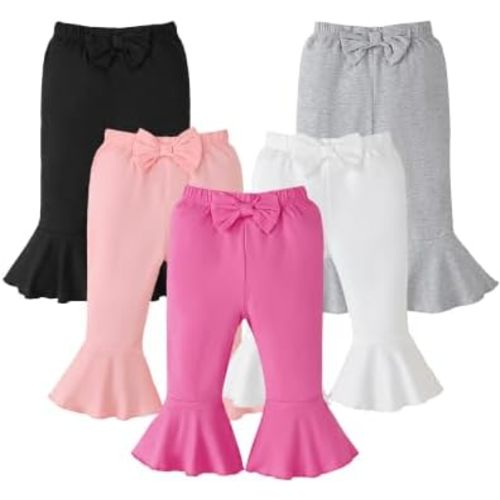 5-Pack Toddler Baby Girl Pants Bow Flare Bell Leggings Bottoms