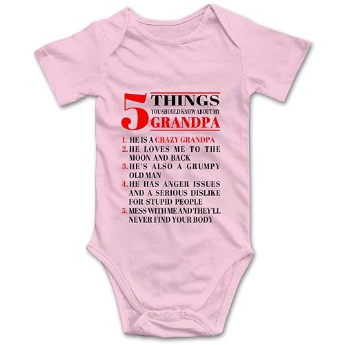 DOQOSESHY 5 Things You Should Know About My Grandpa Funny Baby Bodysuit Toddler Outfits