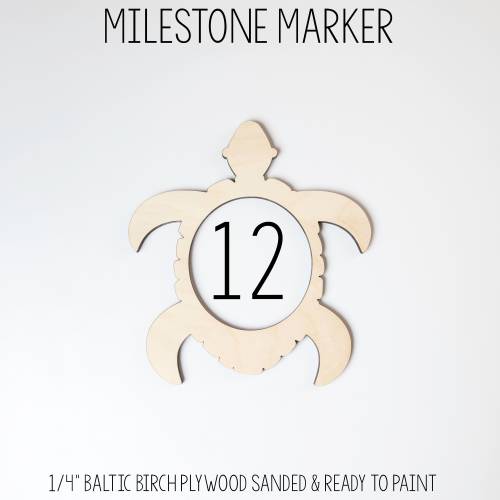 Turtle Milestone Marker, Baby Milestone Blanket Marker, Baltic Birch Wood Milestone Marker, Blanket Monthly Marker, Photo Prop, Sea Turtle