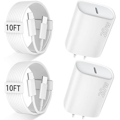 iPhone 17 16 15 Pro Max Charger Fast Charging, 10 FT iPhone 17 Charging Cable Long USB C 10FT Cord with 20W PD Fast iPhone 17 Pro Max Chargers Block for Apple iPhone 17/17 Pro Max/17 Air/16/15, iPad