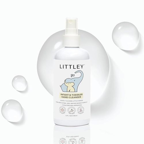 Littley Infant & Toddler Hand Cleanser with Hypochlorous Acid, Gently Cleans Dirt & Germs, Non-Toxic & Alcohol-Free, Safe for Sensitive Skin, 2oz Travel-Size Spray Bottle