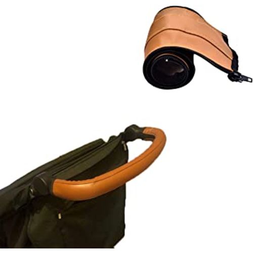 Universal Stroller Handlebar Cover – PU Leather Armrest Sleeve for Baby Strollers, Dustproof and Protective Grip for Infant and Toddler Prams, Brown