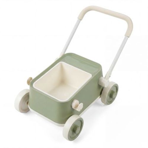 Costway Baby Push Walker with Wheels,Toddler Play Wagon with Foldable Handlebar & Storage Basket Green