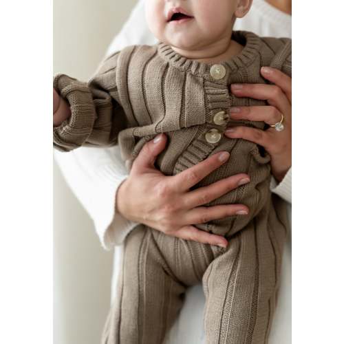 Wide Ribbed Jumpsuit ‘Oak’ – Oat Co