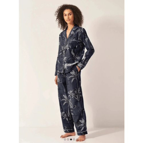Navy Jungle Women's Long Sleeve Organic Cotton Pyjama Trouser Set