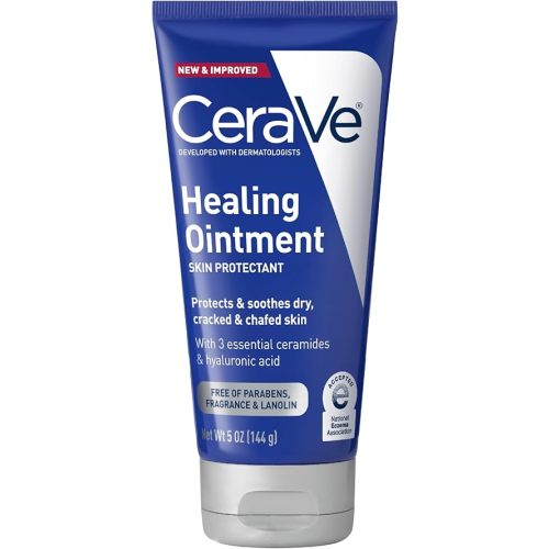 CeraVe Healing Ointment, Hydrating Skin Protectant With Petrolatum, Hyaluronic Acid & Ceramides, Face & Body Skin Barrier Repair For Cracked, Chafed, Dry Skin, Fragrance Free & Lanolin Free, 5 Oz