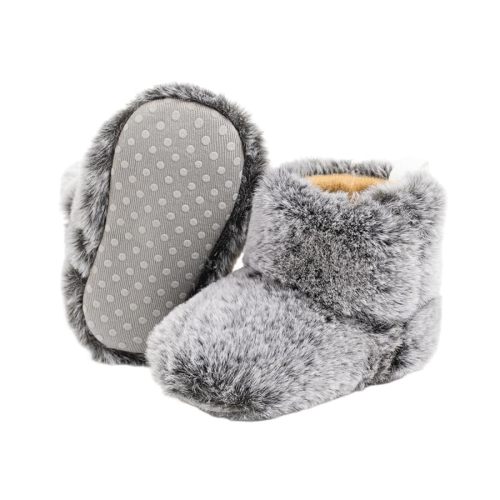 Infant Unisex Warm Fur Lining Soft Boots Baby Winter Ankle Non-Slip Rubber Texture Sole Toddler Winter Snow Crib Shoes