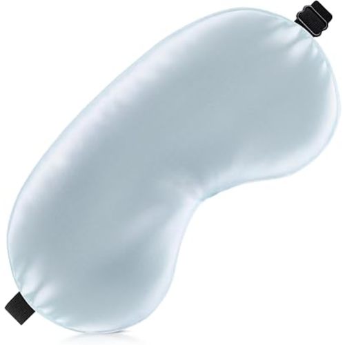 Sleep Mask Silk Eye Mask for Men Sleeping Mask, Adjustable Elastic Strap for Night Shading Sleep Mask, Soft and Comfortable for Both Men and Women (Light Blue)