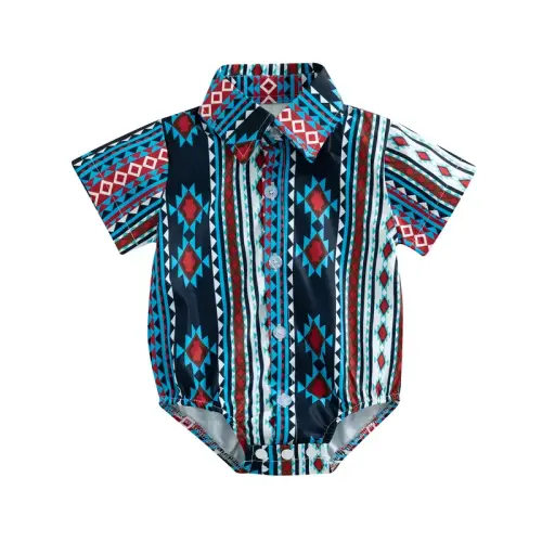 Infant Baby Boy Cowboy Shirt Romper Short Sleeve Button Down - TikTok Shop